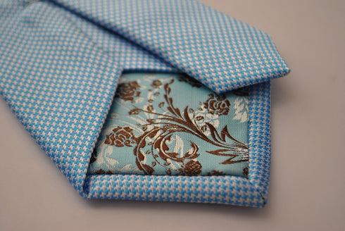 light blue dogstooth check tie